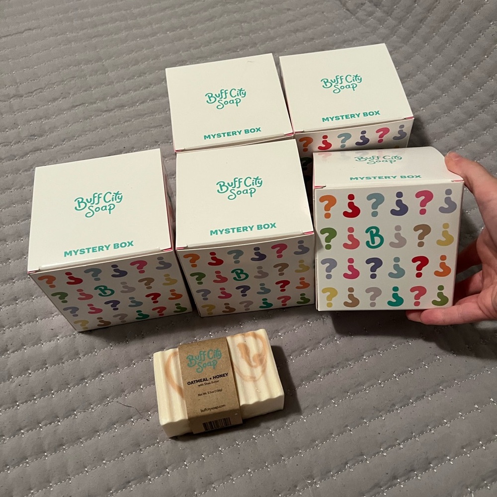 5 Buff City Soap Mystery Boxes and Bonus Bar Soap